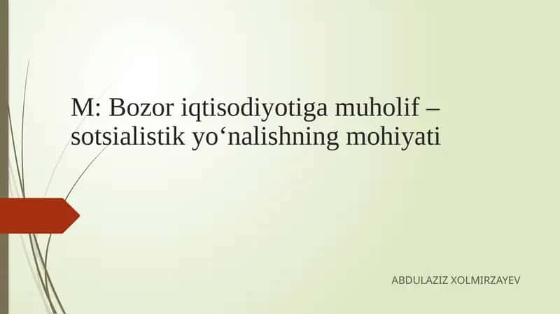 Sotsialistik yo‘nalish bozoriqtisodiyoti