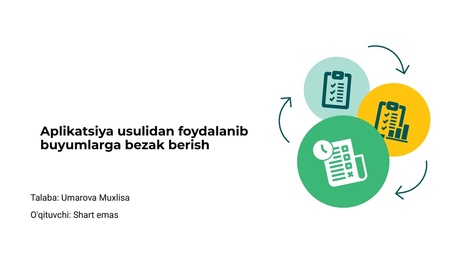 Aplikatsiya usulidan foydalanib buyumlarga bezak berish