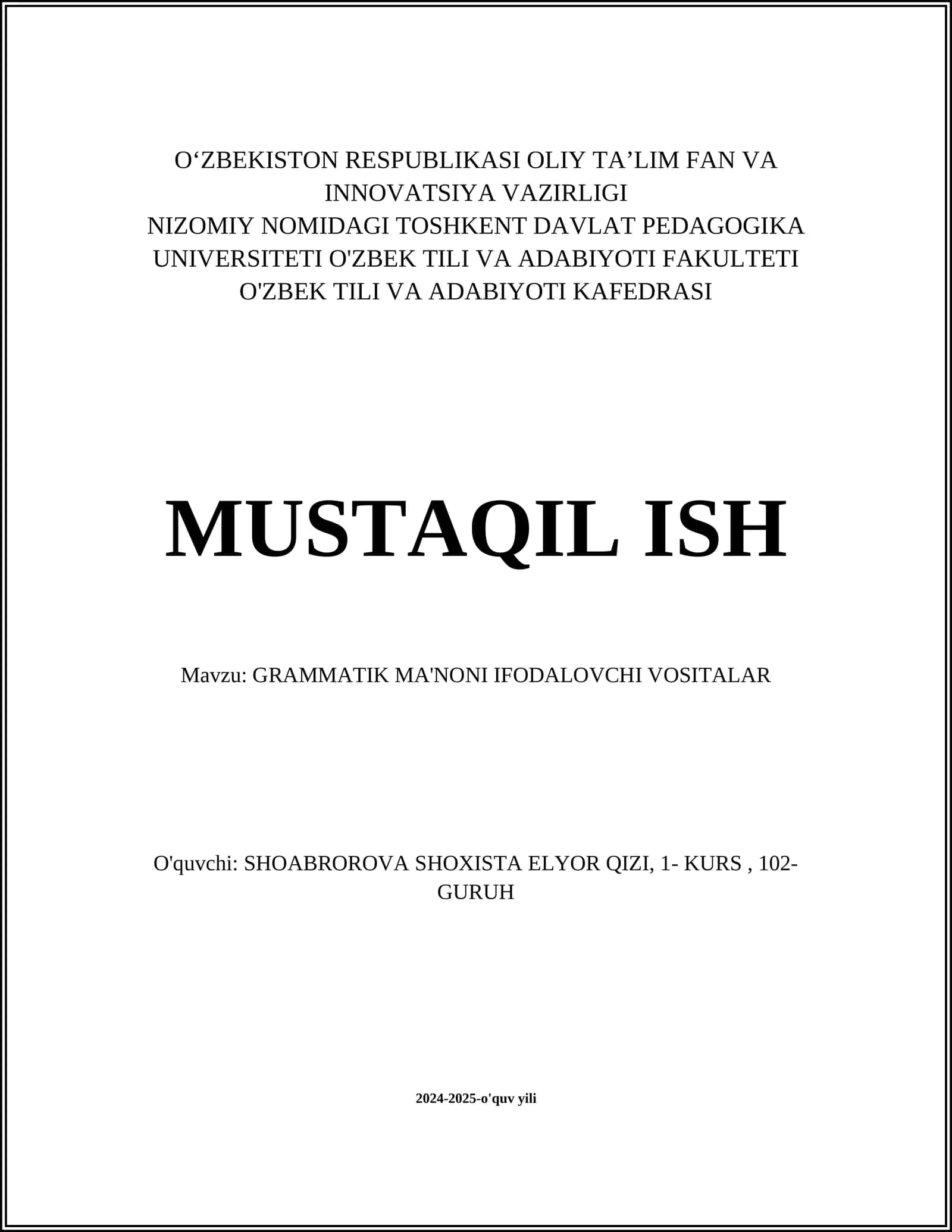 GRAMMATIK MA'NONI IFODALOVCHI VOSITALAR