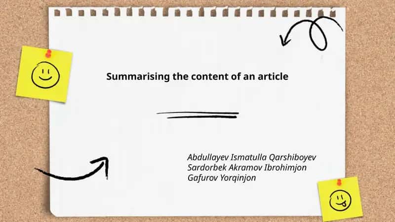 Summarising the content of an article