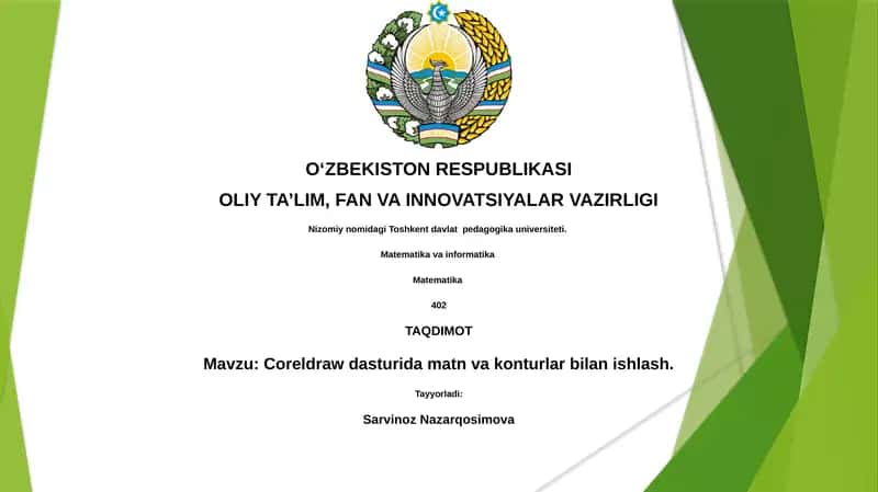 Coreldraw dasturida matn va konturlar bilan ishlash