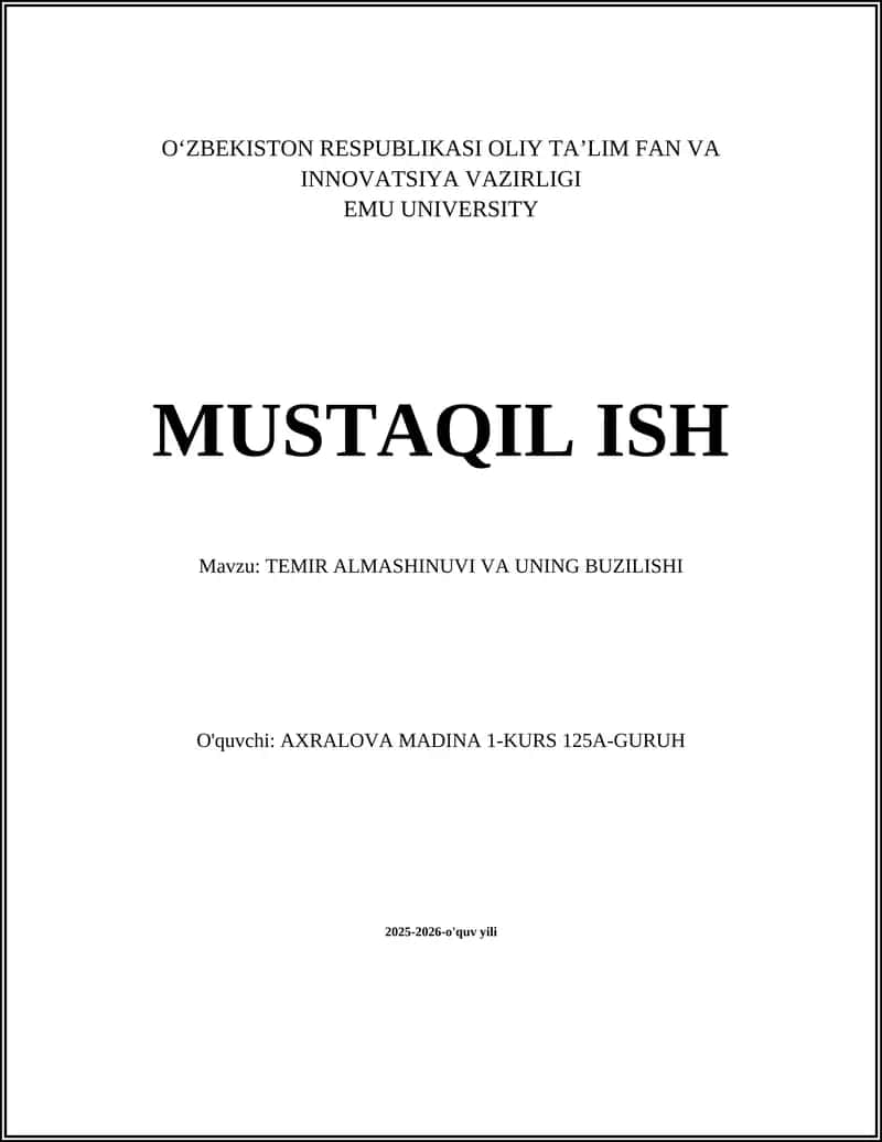 Temir Almashinuvi va uning Buzilishi