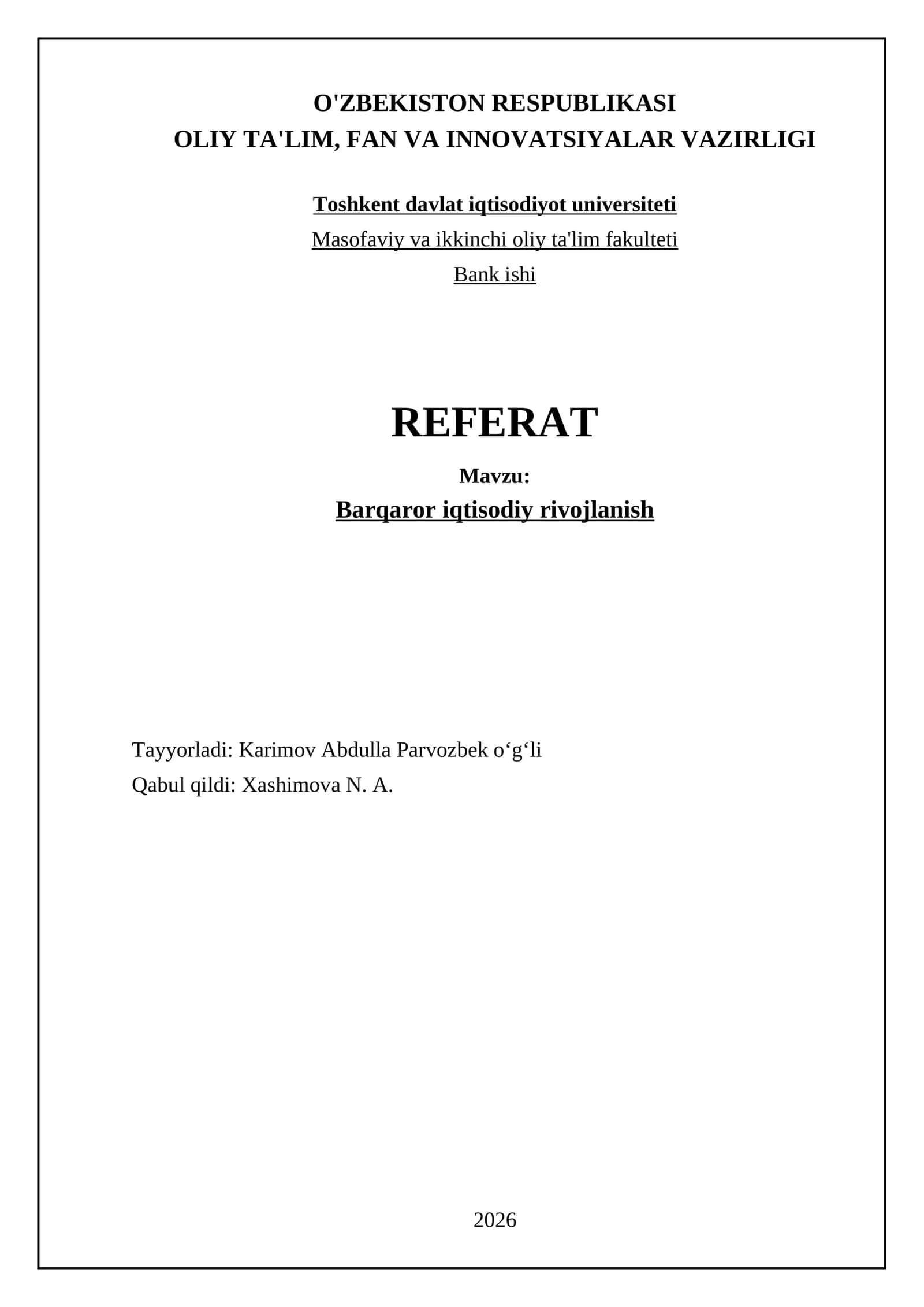 Barqaror iqtisodiy rivojlanish