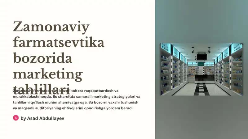 Zamonaviy farmatsevtika bozorida marketing tahlillari
