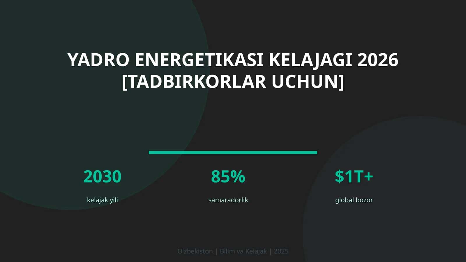 Yadro energetikasi kelajagi 2026 [tadbirkorlar uchun]
