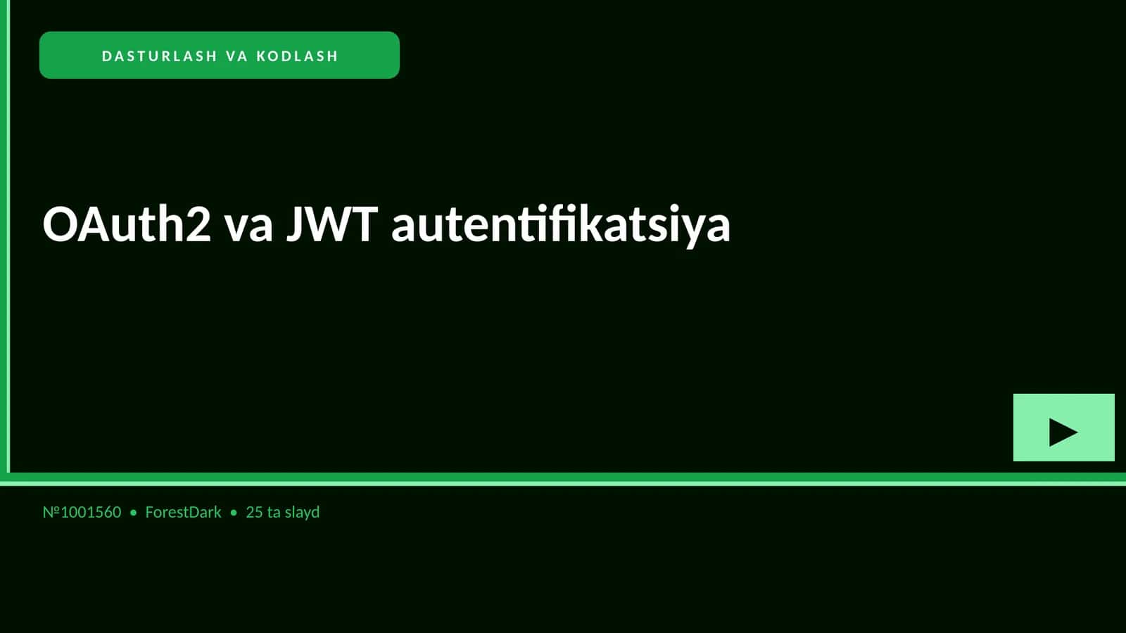 OAuth2 va JWT autentifikatsiya