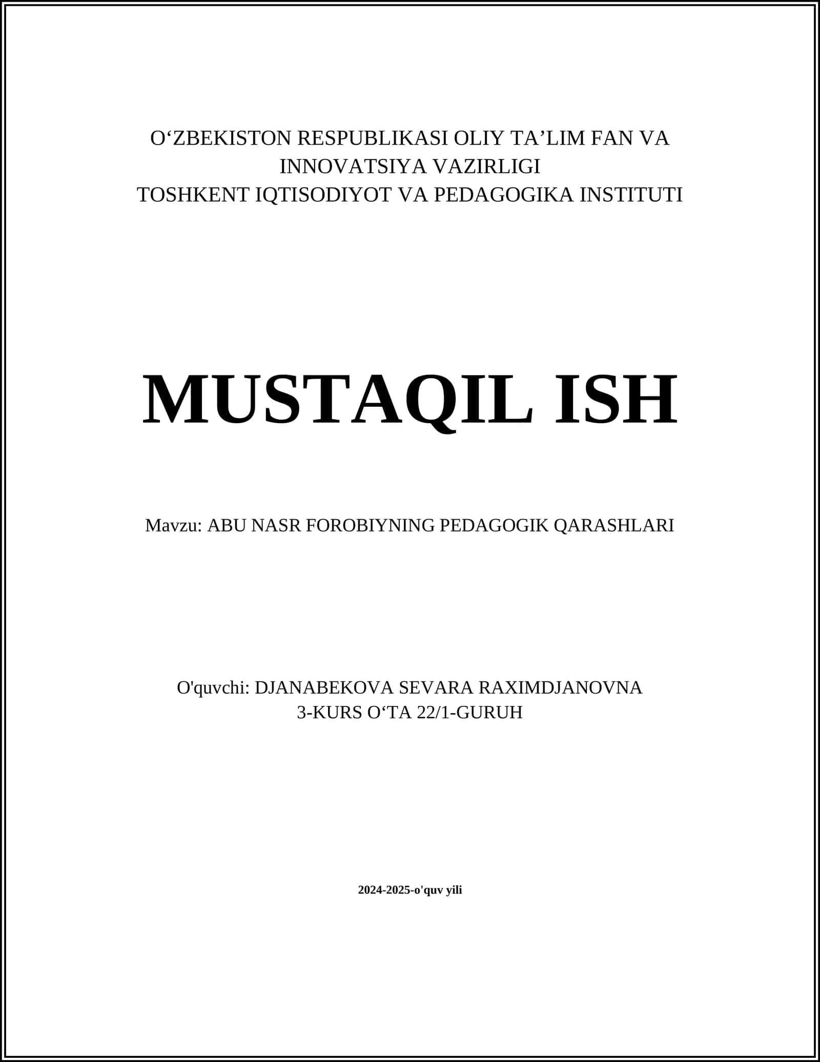 Abu Nasr Forobiyning pedagogik qarashlari