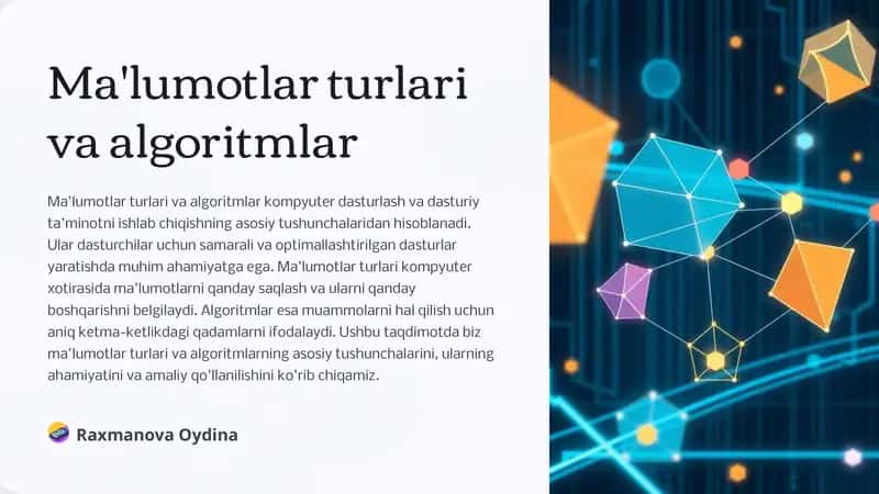 Ma'lumotlar turlari va algoritmlar