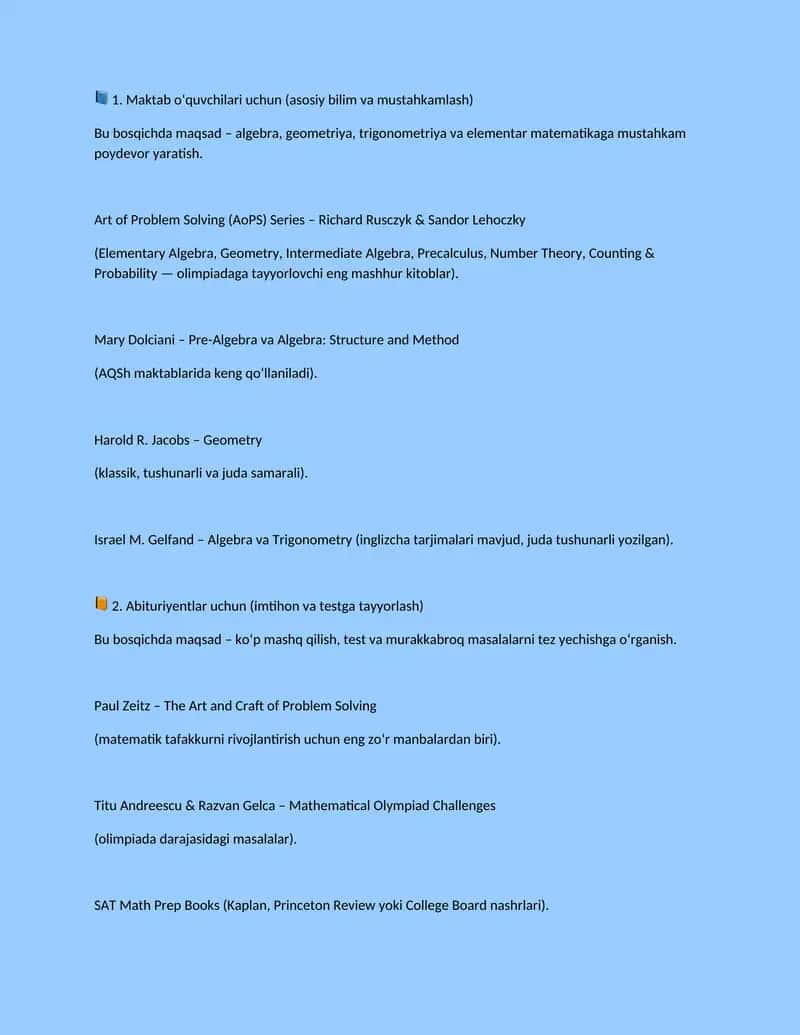 Oʻquv qoʻllanma rejasi