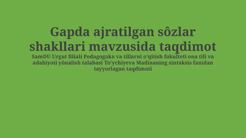 Ajratilgan So'z Shakillari Turlari