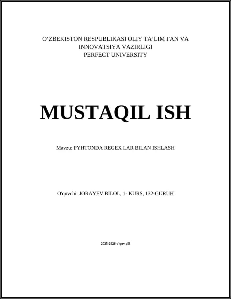 PYHTONDA REGEX LAR BILAN ISHLASH