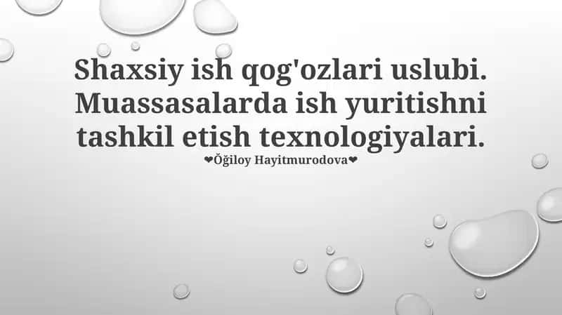 Shaxsiy ish qog'ozlari uslubi