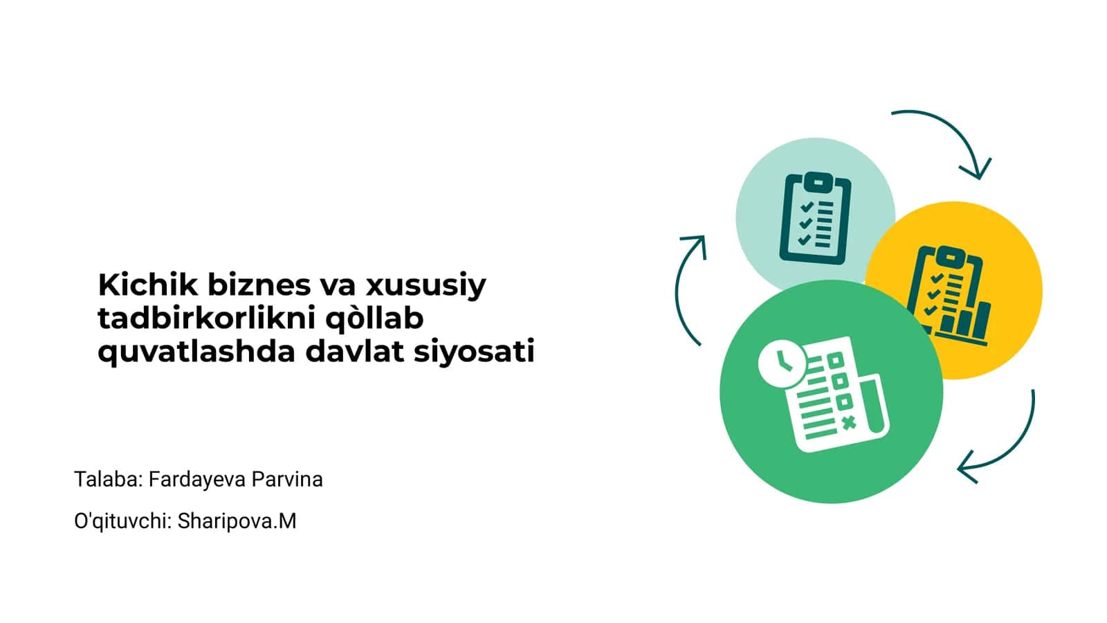 Kichik biznes va xususiy tadbirkorlikni qòllab quvatlashda davlat siyosati