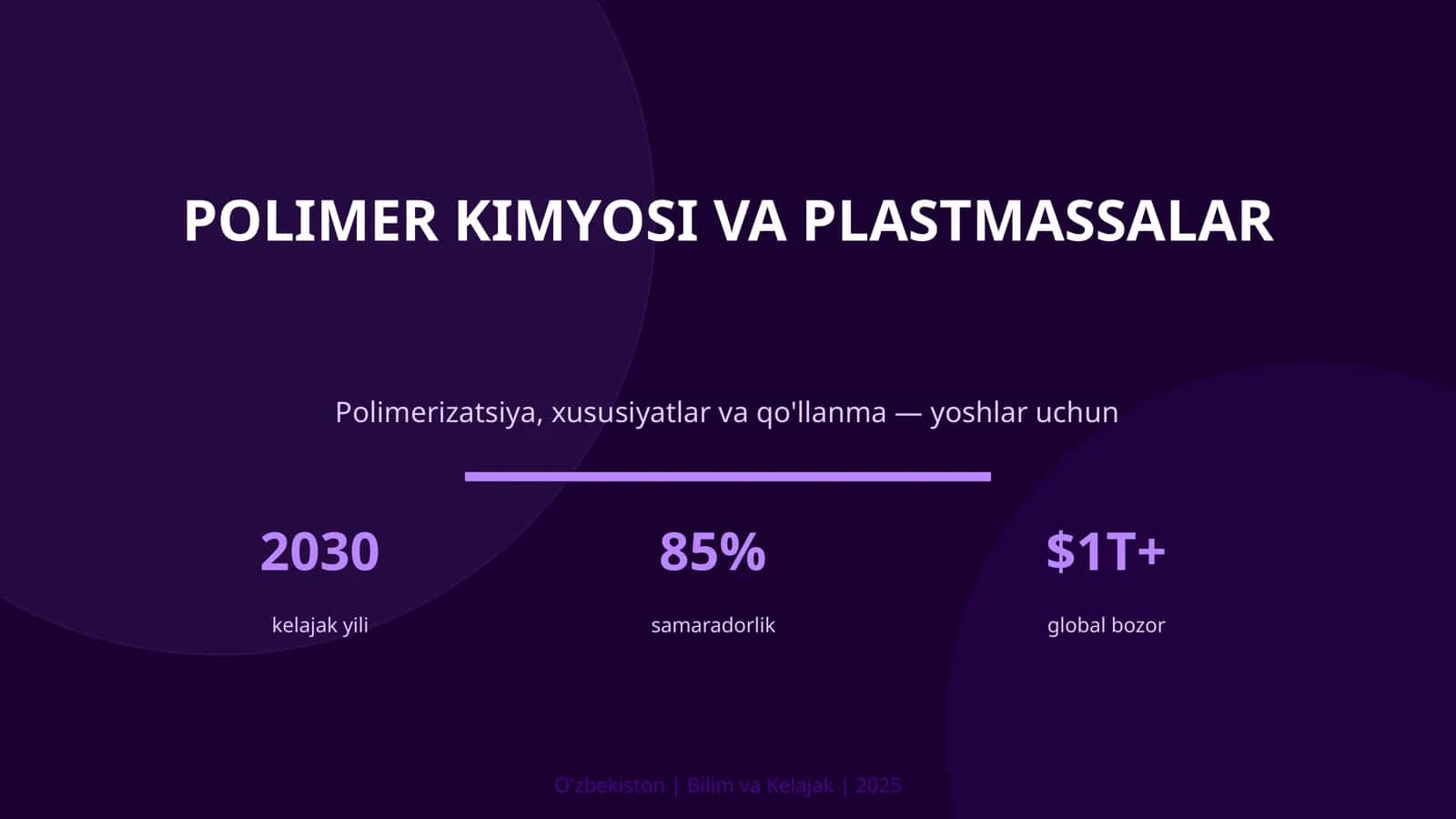 POLIMER KIMYOSI VA PLASTMASSALAR