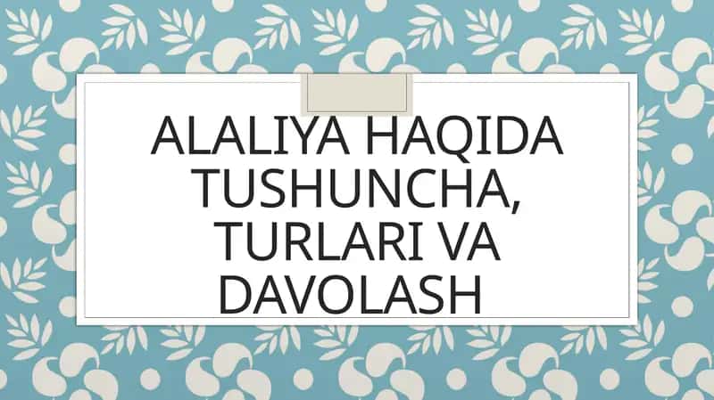 Alaliya haqida tushuncha