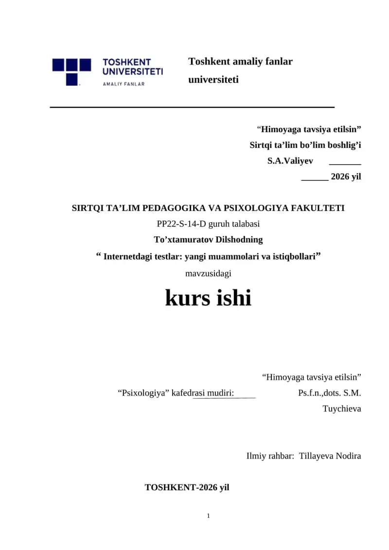 Internetdagi testlar yangi muammolari va istiqbollari.