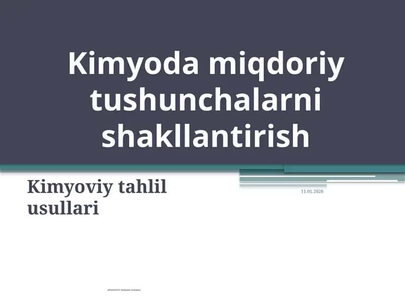 Kimyoda miqdoriy tushunchalarni shakllantirish