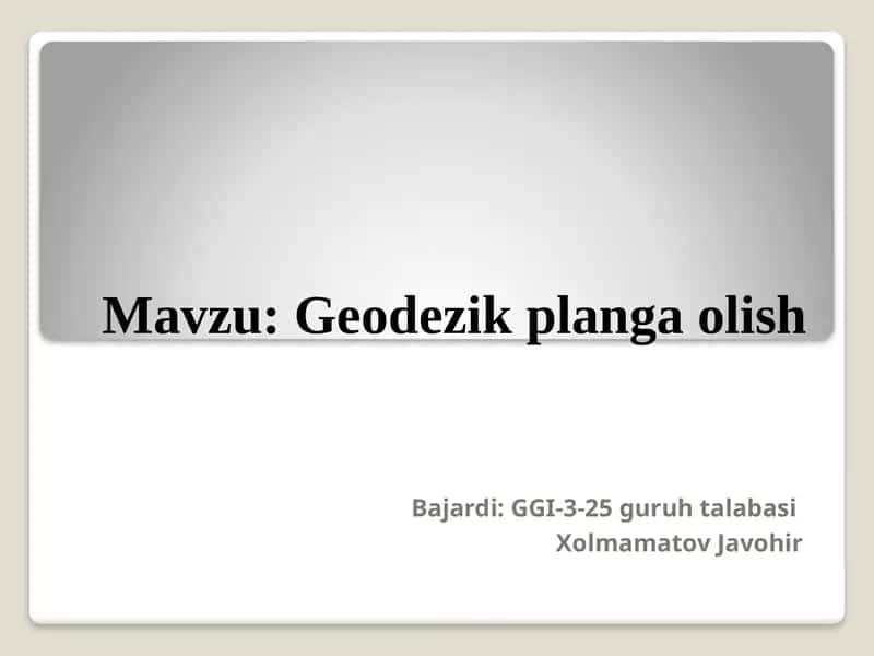Geodezik planga olish