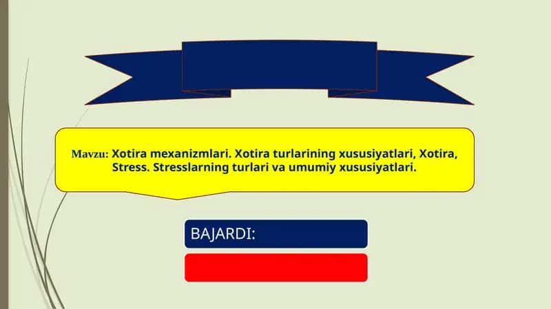 Xotira mexanizmlari. Xotira turlarining xususiyatlari, Xotira, Stress. Stresslarning turlari va umumiy xususiyatlari