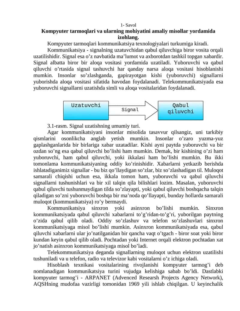 Kompyuter tarmoqlari va ularning mohiyati