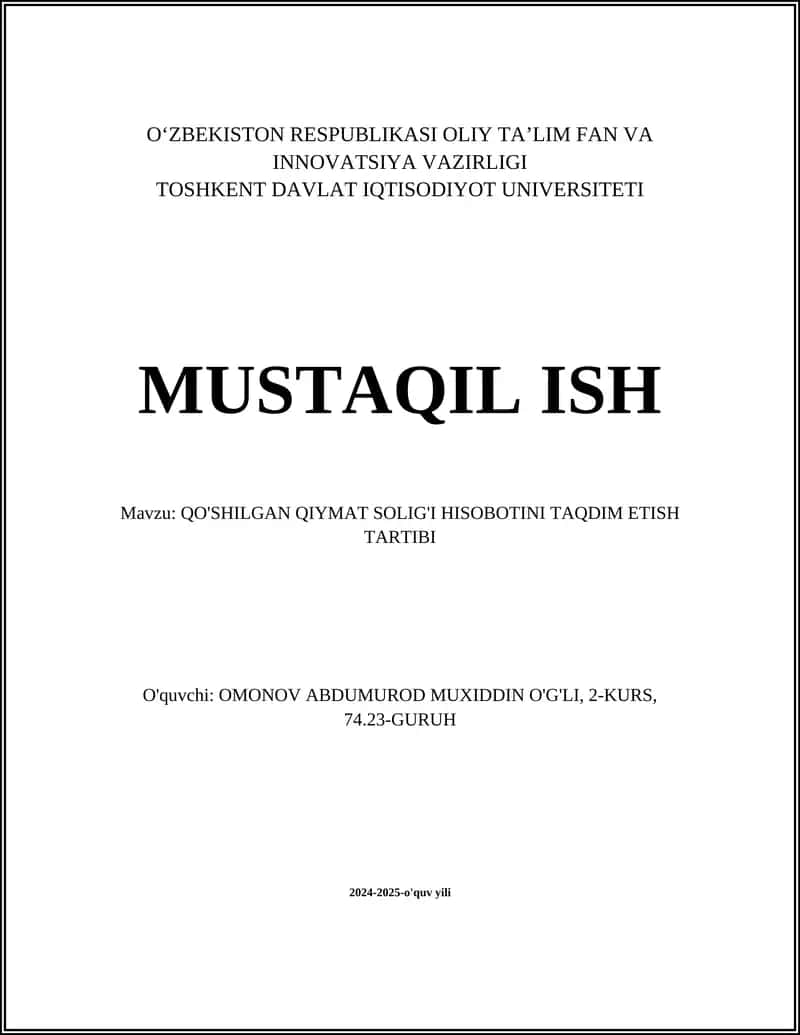 Qo'shilgan qiymat solig'i