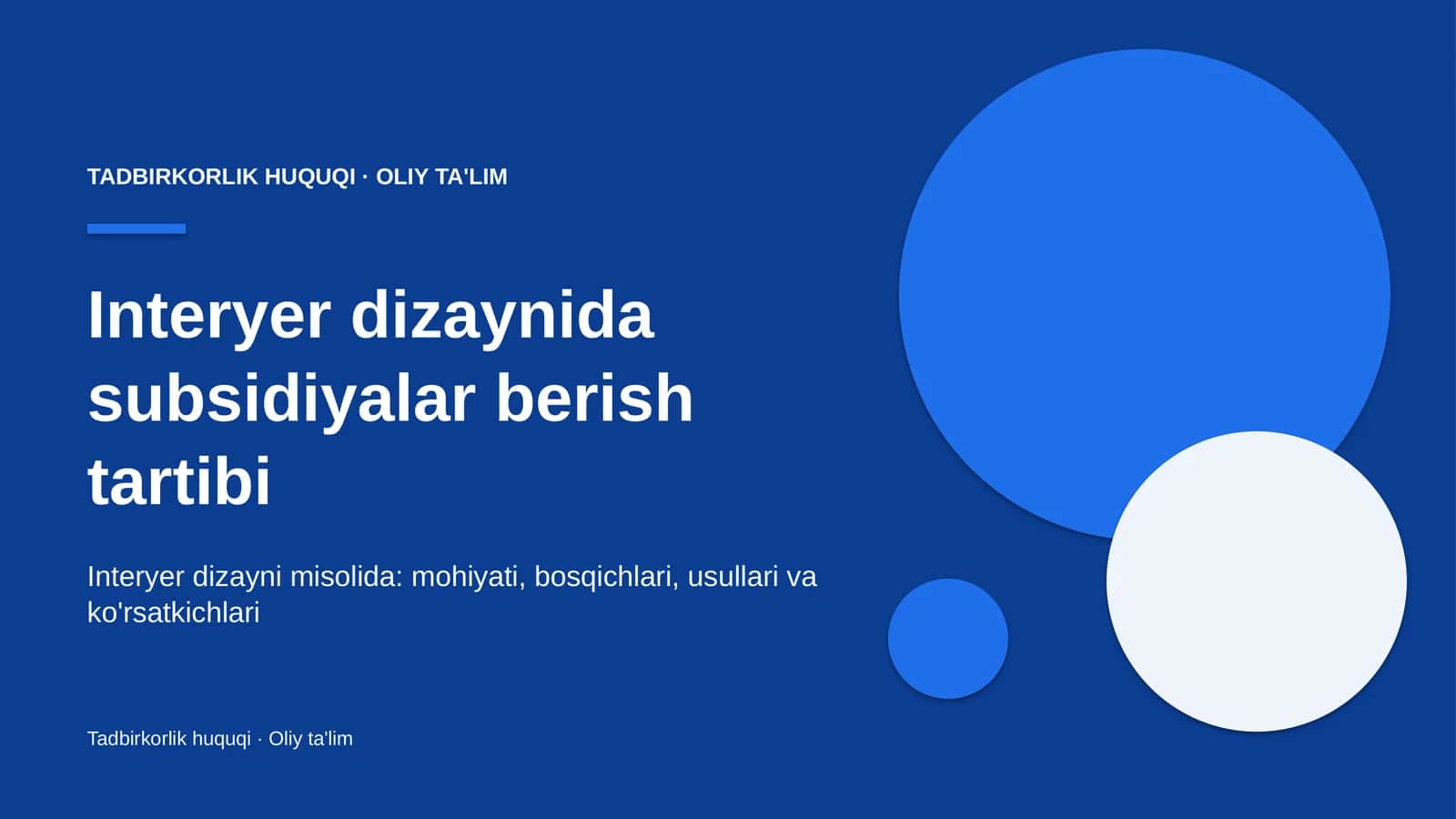 Interyer dizaynida subsidiyalar berish tartibi