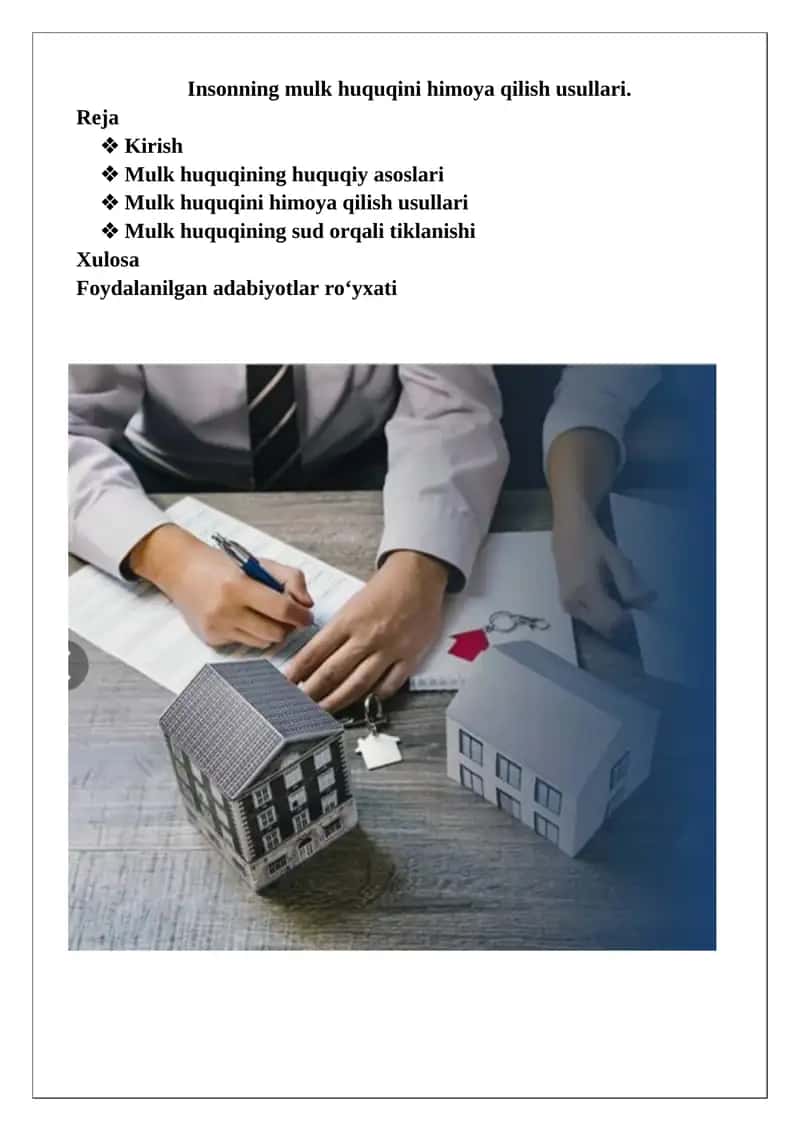Mulk huquqini himoya qilish usullari