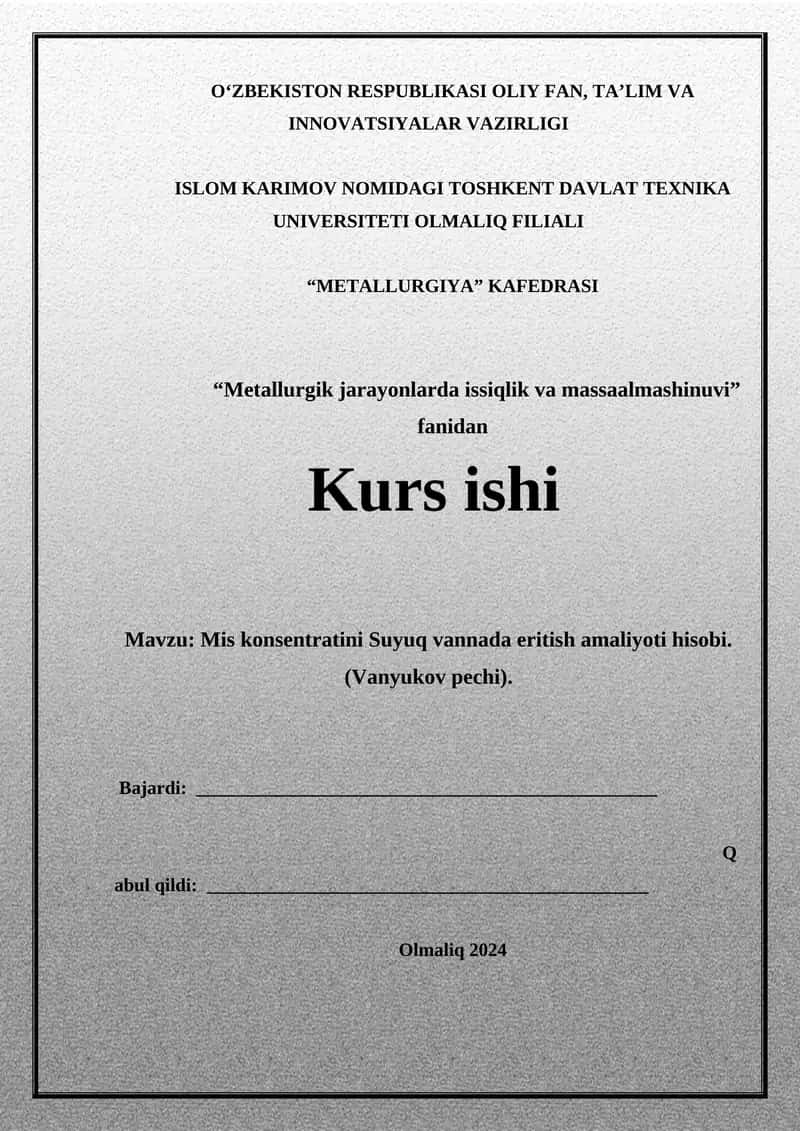 Mis konsentratini Suyuq vannada eritish amaliyoti