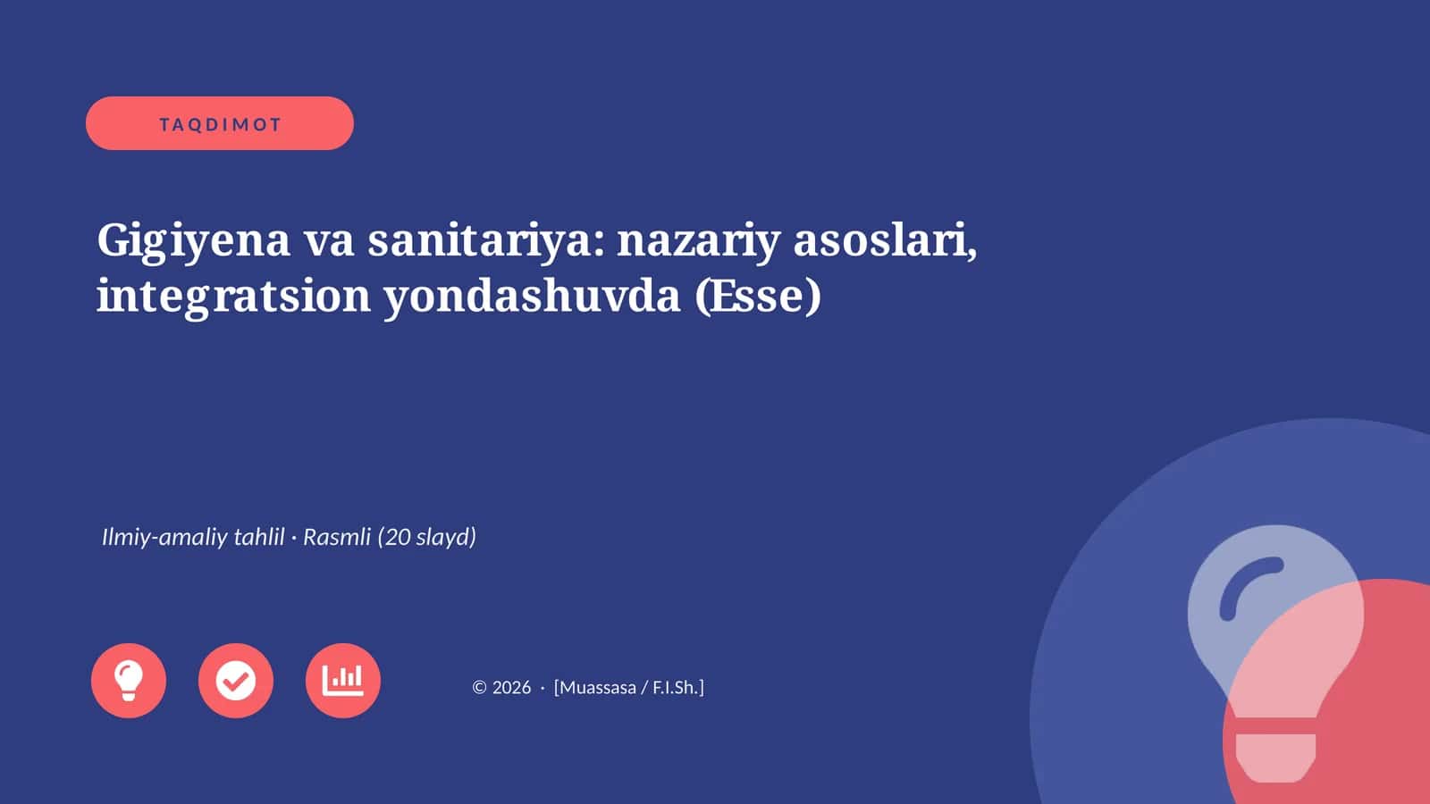 Gigiyena va sanitariya: nazariy asoslari, integratsion yondashuvda (Esse)