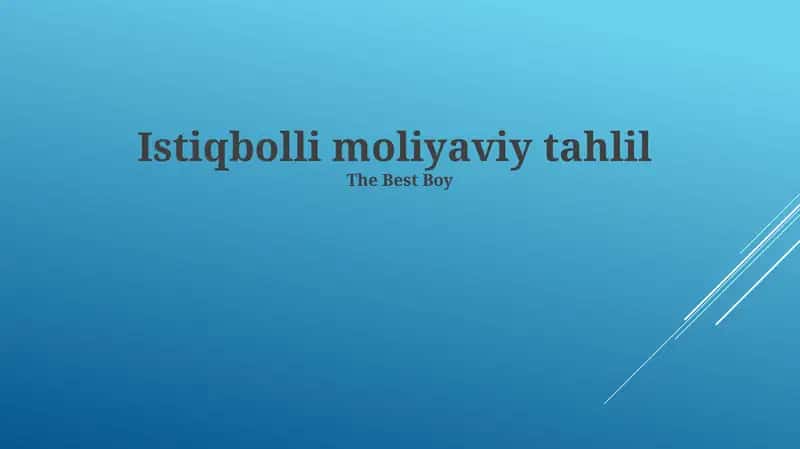 Istiqbolli moliyaviy tahlil