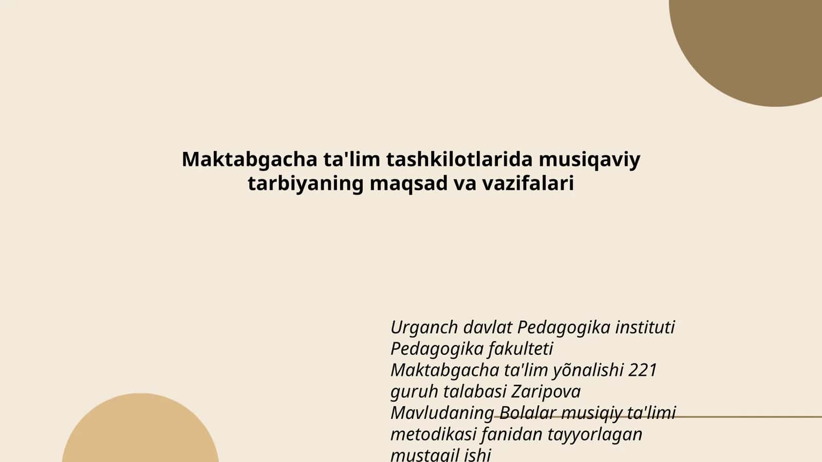 Bolalar musiqiy ta'limi metodikasi