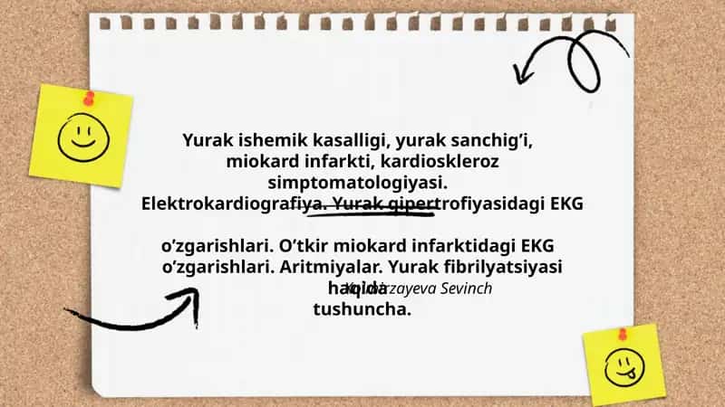 Yurak ishemik kasalligi, yurak sanchig’i, miokard infarkti, kardioskleroz simptomatologiyasi