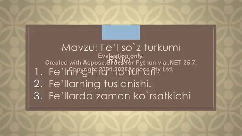 Fe’l so`z turkumi