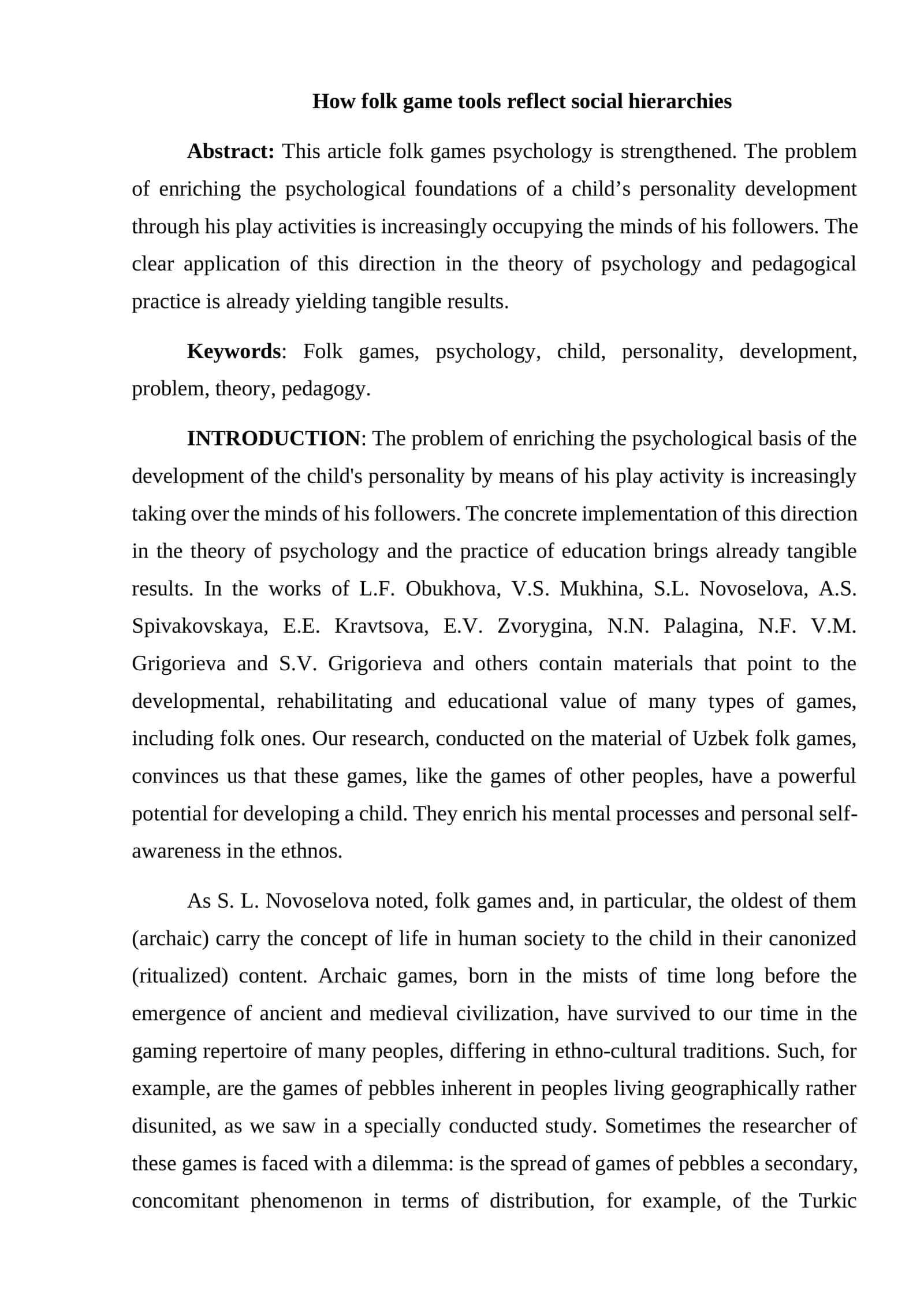 Folk game tools in psychology