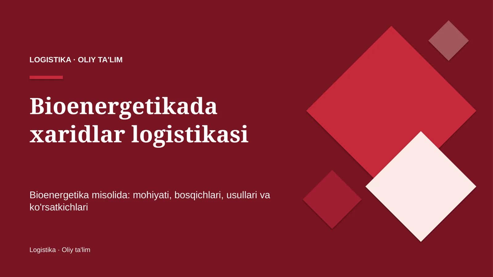 Bioenergetika misolida: mohiyati, bosqichlari, usullari va ko'rsatkichlari