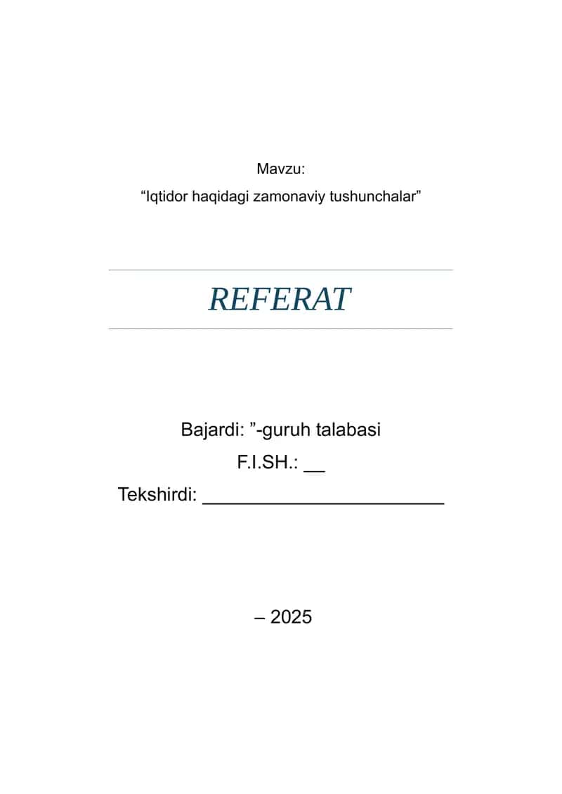Iqtidor haqidagi zamonaviy tushunchalar