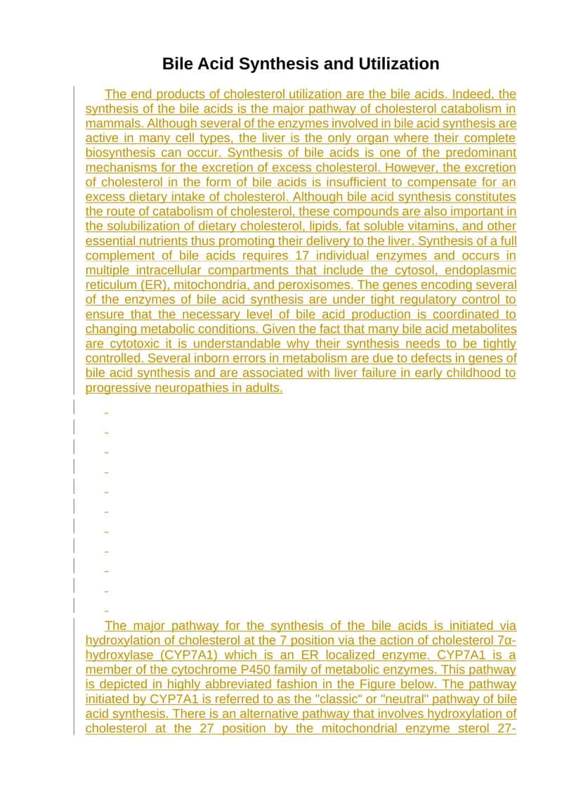 Bile Acid Synthesis and Utilization