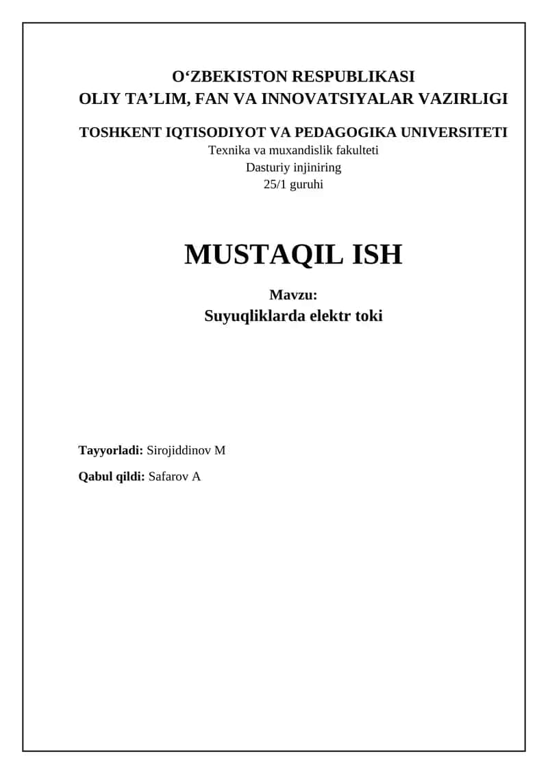 Suyuqliklarda elektr toki