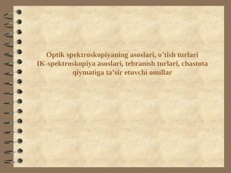 Optik spektroskopiyaning asoslari