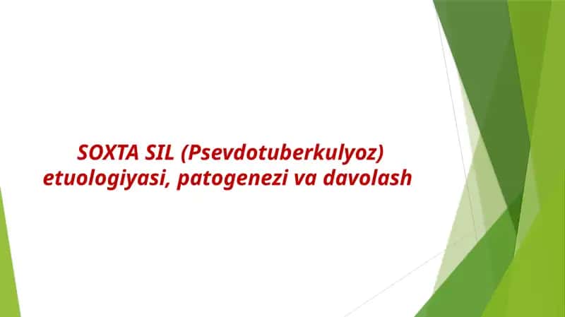 SOXTA SIL (Psevdotuberkulyoz) etiologiyasi, patogenezi va davolash
