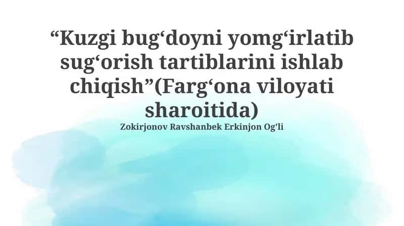 Optimallashtirilgan sug'orish rejimlarini ishlab chiqish