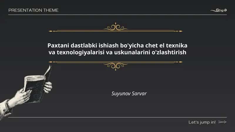 Paxtani dastlabki ishiash bo'yicha chet el texnika va texnologiyalarisi va uskunalarini o'zlashtirish