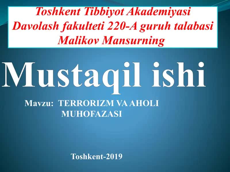 TERRORIZM VAA HOLIMUHOFAZASI