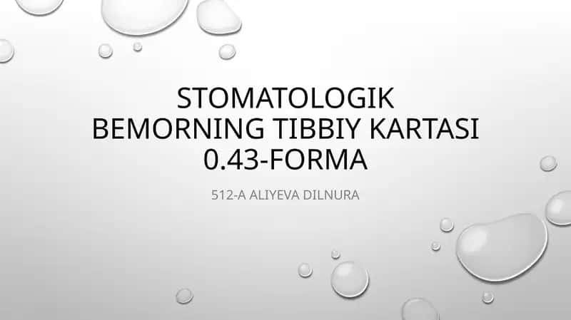 Stomatologik bemorning tibbiy kartasi
