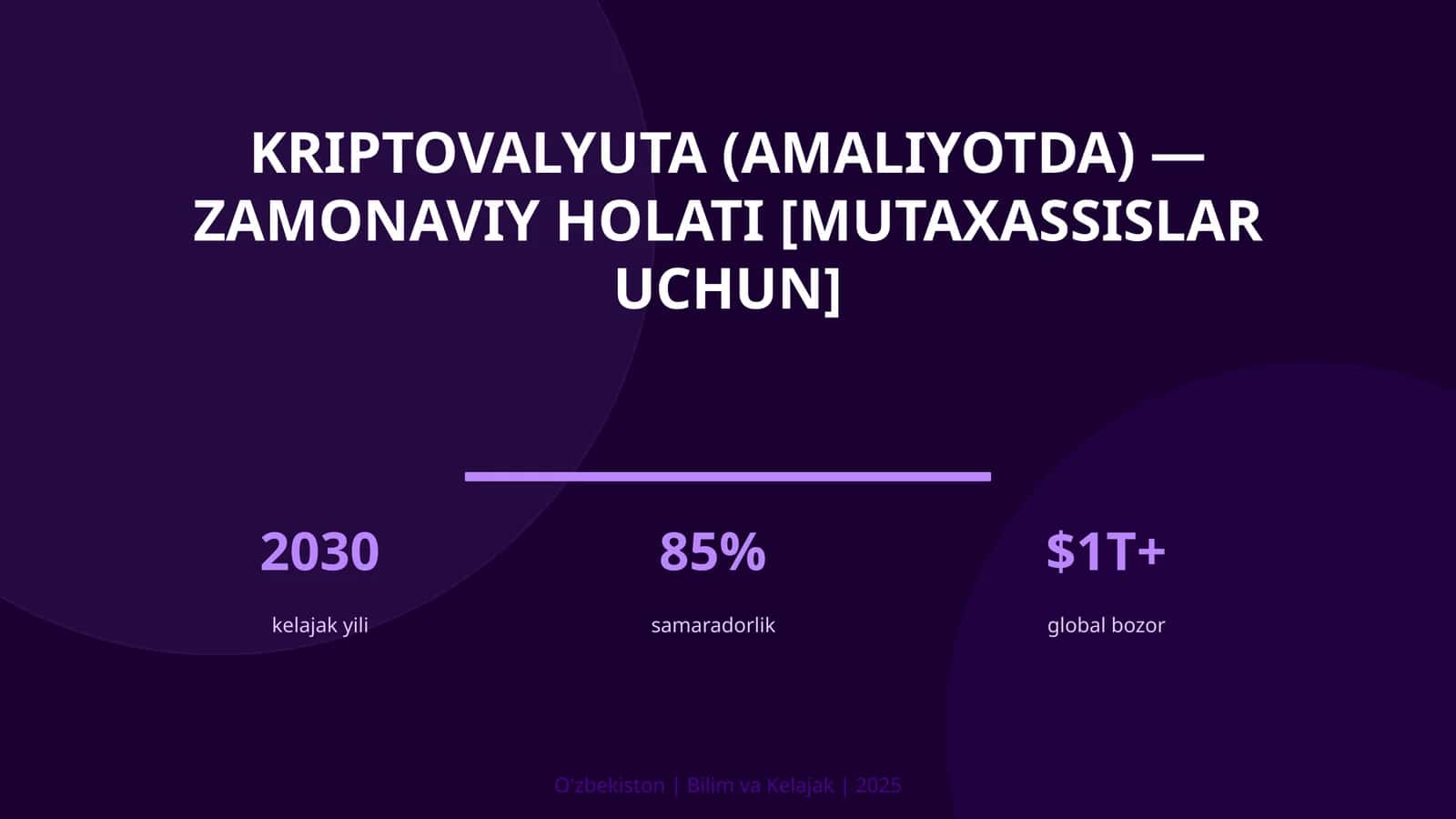 Kriptovalyuta (amaliyotda) — zamonaviy holati [mutaxassislar uchun]