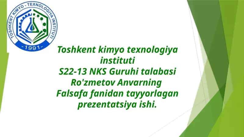 Toshkentkimyotexnologiyainstituti S22-13NKS Guruhitabasi Ro'zmetov Anvarning