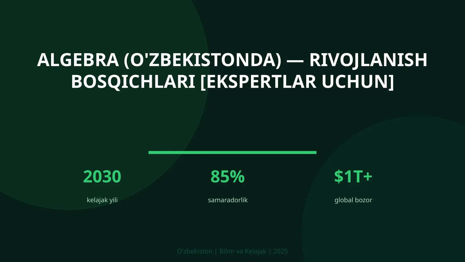 ALGEBRA (O'ZBEKISTONDA) — RIVOJLANISH BOSQICHLARI [EKSPERTLAR UCHUN]