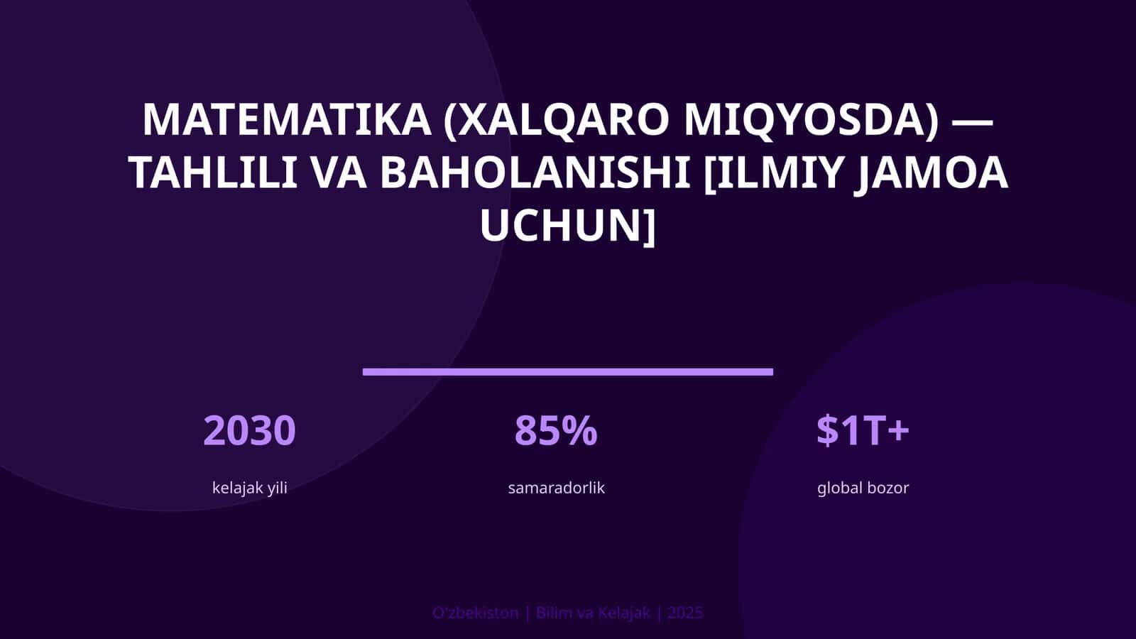 Matematika (XALQARO MIQYOSDA) — TAHLILI VA BAHOLANISHI [ILMIY JAMOA UCHUN]