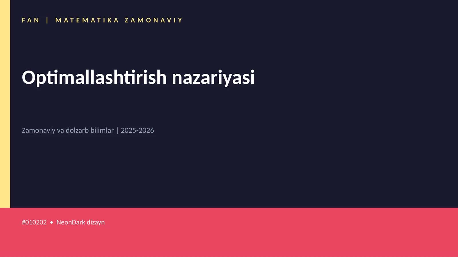 Optimallashtirish nazariyasi