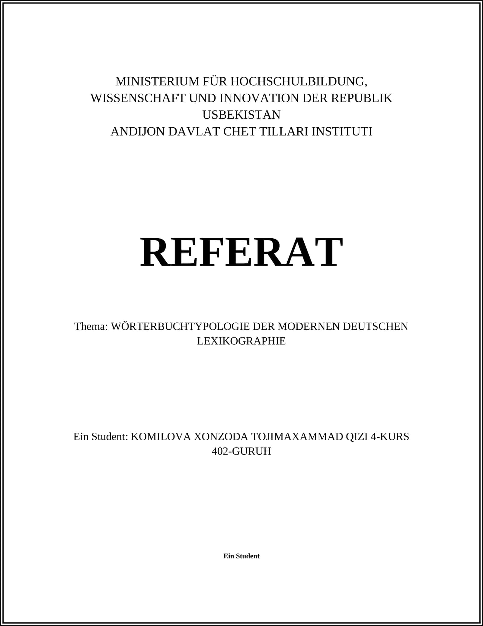 WÖRTERBUCHTYPOLOGIE DER MODERNEN DEUTSCHEN LEXIKOGRAPHIE